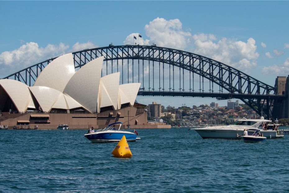 pemandangan gedung Opera Sydney, Australia.